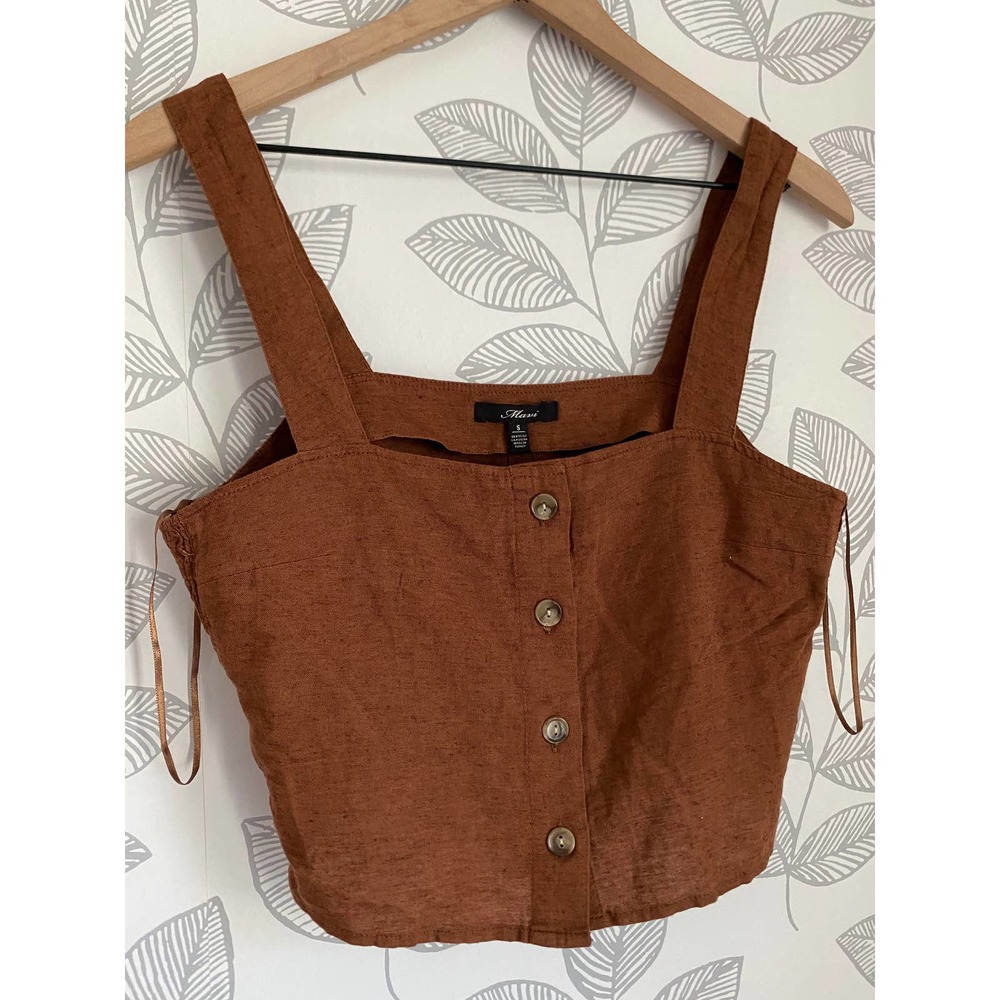 Mavi Brown Linen Crop/Tanktop, NWT, Size S